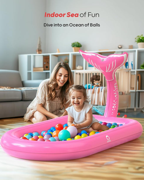 1-3, 1 QPAU Splash Pads for Toddlers Pink Mermaid Toy Splash Pad for Kids, Outdoor Play Mat for Babies, Inflatable Pool