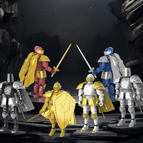 (6 Packs) Knight Action Figures, Medieval Action Figures,Knight Armor Action Figure,Multi-Jointed Movable Robot