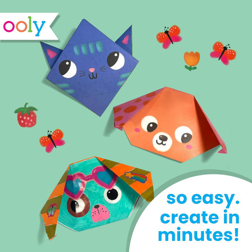 24 12 6 6 Ooly DIY Paper Kit, Animal Origami Designs & Stickers, Kit Includes Completed, Blank and Color-in Folding Pet