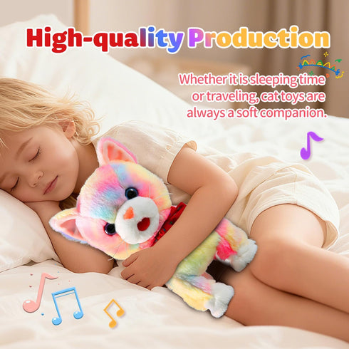 Marsjoy Set Rainbow Walking Cat Toy for Kids Kitty Toys for Girls Kitten that Talking Meows Singing Dancing Repeat What