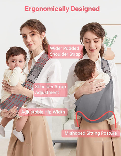 0-36 33 lbs Baby Sling Carrier for Newborn, Pure Cotton Soft and Breathable Baby Carrier for Everyday Use, Adjustable