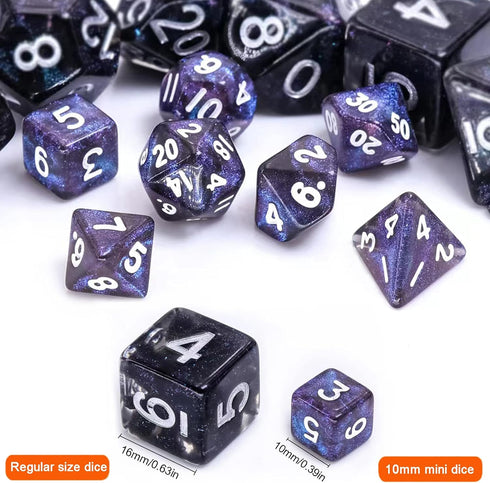 10 Sets Random Assortment Polyhedral RPG Mini Dice (70pcs), 10mm Mini DND Magic Dice Set for RPG