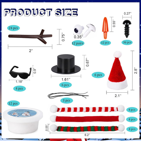 12 Pack BANBBUR Christmas Stocking Stuffers for Kids,Christmas Crafts for Kids,Modeling Clay DIY Build a Snowman Crafts