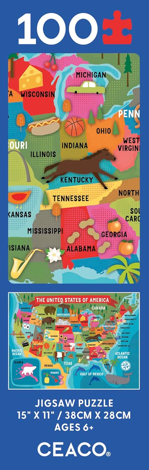 Ceaco - 100 Piece Jigsaw Puzzle - USA Map