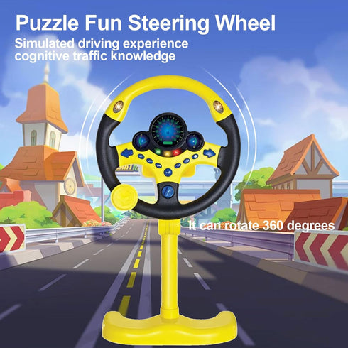 Steering Wheel Driving Toy, Simulated Electric Car Steering Wheel with Music and Sound for Kids