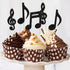24Pcs Gyufise Music Notes Cupcake Toppers Black Glitter Musical Symbol Cupcake Picks for Rock Music Concert Theme Baby