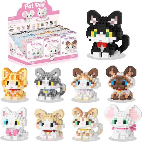 Mini Cat Building Block Sets, 9 Style Cute Cat Building Blocks Miniature