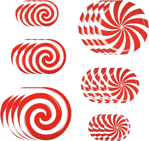 24 PCS Self-Adhesive Peppermint Floor Decals Stickers for Christmas, Valentine's Day Party Decorations