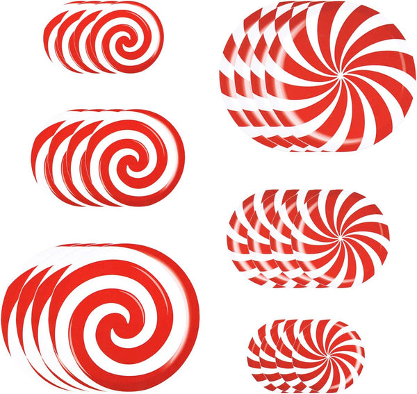 24 PCS Self-Adhesive Peppermint Floor Decals Stickers for Christmas, Valentine's Day Party Decorations