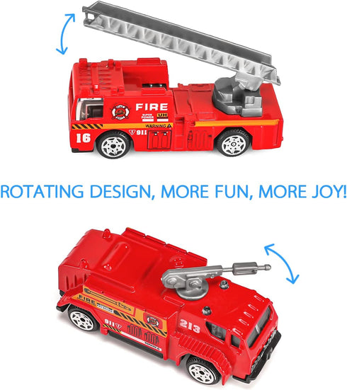 14 Pcs Fire Truck Toy Set, Mini Die-cast Fire Engine Car, Emergency Vehicle Playset for Kids
