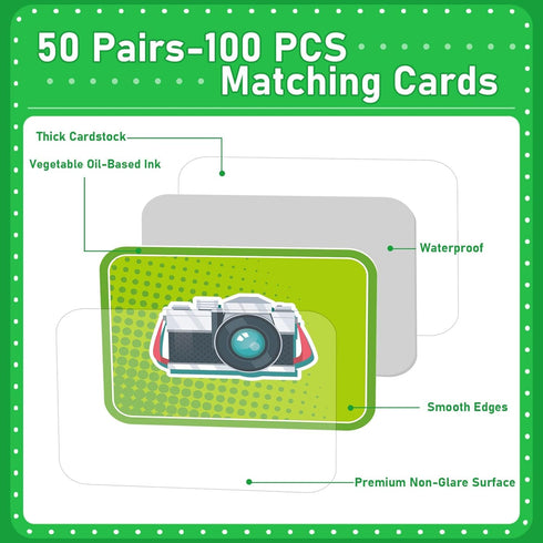 gisgfim 50 Pairs Memory Matching Game for Kids - Summer Camp Concentration Games for Ages 4-8