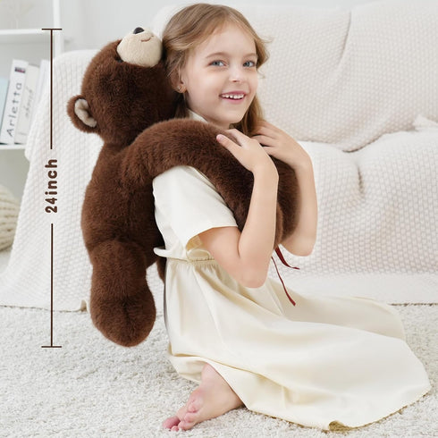 24 Inch 4 Cozy Weighted Bear Stuffed Animal Brown Bear Plush Toy Pound Soft Fur Long Arms Hugging Toy Gift for Kids