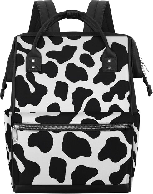 Honeybaby Backpack 19L Diaper Bag for Mom & Dad Cow Print Style Large Diaper Bag Tote with Multi-Pocket, Portable