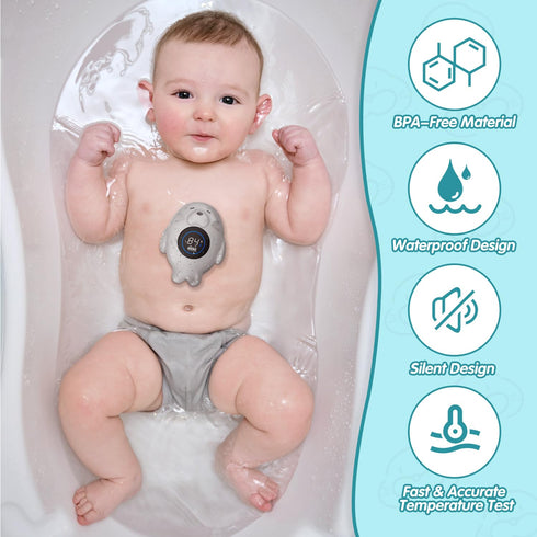 Rechargeable Bath Thermometer for Baby Safety - Floating Shower Temperature Toy for Tub, Pregnancy, Infant, Kids