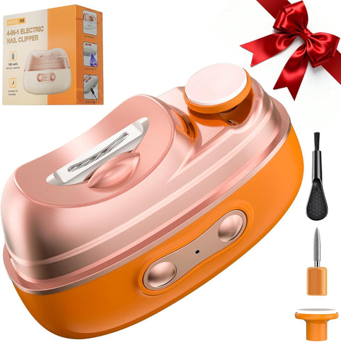 4-in-1 Electric Nail Clipper with LED Light Quiet Rechargeable Nail Grooming Kit,