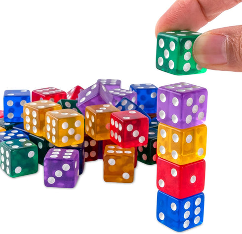 Super Z Outlet Standard 16mm Dice, Translucent Multi-Color, 50pk