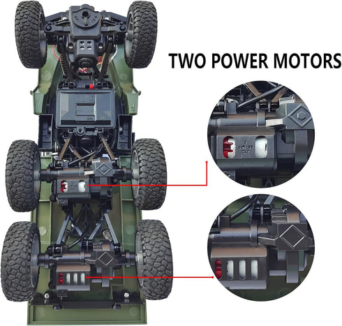 6x6 1/16 4WD JPJCOOY RC Military Truck Road Remote Control Car Scale Remote Control Truck All Terrain Rock Army