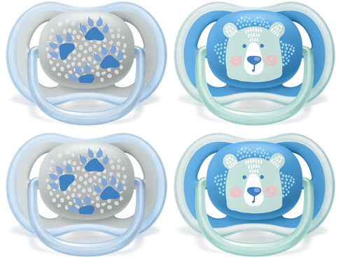 Philips AVENT Ultra Air Pacifier, 6-18 Months, Bear/paw, 4 Pack, SCF085/09
