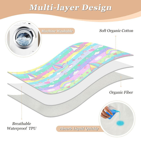 siphylline Sailboat 52" 34" Island Cartoon Extra Large Resuable Changing Pad Covers Soft Absorbent Bed Pad Portable Pee