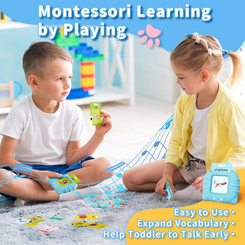 Toddler Toys Talking Flash Cards for 1-6 Year Old Boys and Girls, Autism Sensory Toys for Educational Learning