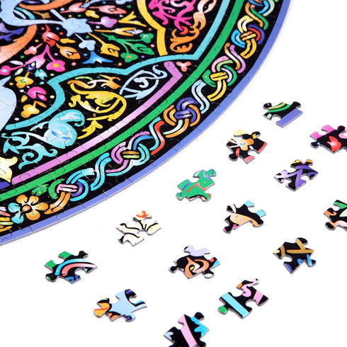 Bgraamiens 1000 Pieces Round Puzzle - Mandala Blossom Color Challenge Jigsaw Puzzles for Adults and Kids
