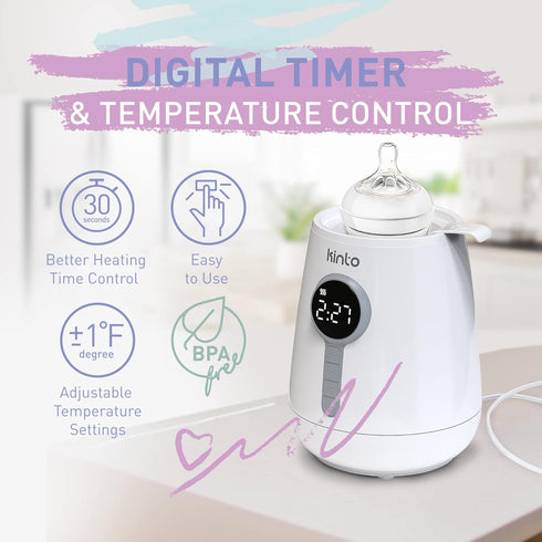 Baby Bottle Warmer for Breastmilk and Formula, Fast Bottle Warmer with Adjustable Timer, Keep Warm Mode, Breast Milk