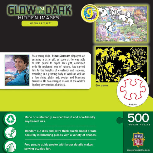 MasterPieces 500 Piece Glow in The Dark Jigsaw Puzzle - Magical Unicorns Retreat - 15"x21"