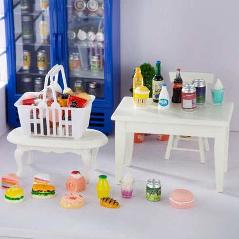 50 Pcs Miniature Food Drink Bottles & Soda Pop Cans for 1/12 Doll House (25 Food + 25 Drink)