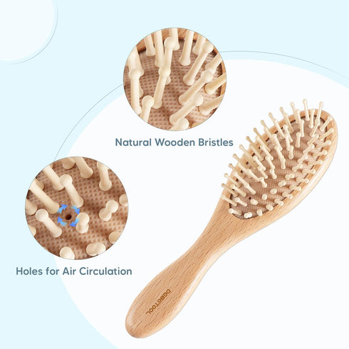 Set Set DEBETOOL Baby Hair Brush and Comb for Newborns & Toddlers - Wooden Baby Brush With Soft Goat Bristle