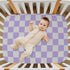 Pigsaly 27x39 Inch Crib Sheets Purple Gray Checkered Baby Sheet for Standard Crib Mattress Boys Girls Toddler Bed