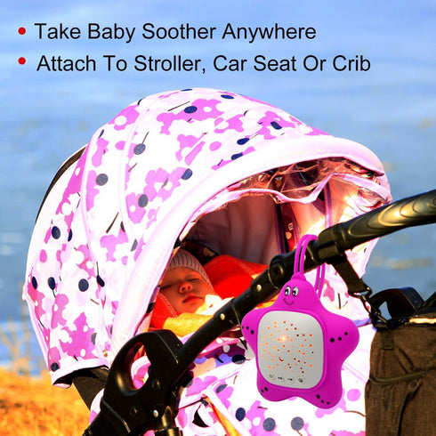 Portable Baby White Noise Sound Machine, Infant Sleeping Music with Projector Star Starry Light, Sleep Sound Music