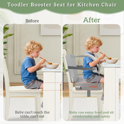 Booster Seat for Kitchen Chair, Toddler Harness Booster Seat Dining Table, Anti-Scratch Toddler Booster Seats for Table