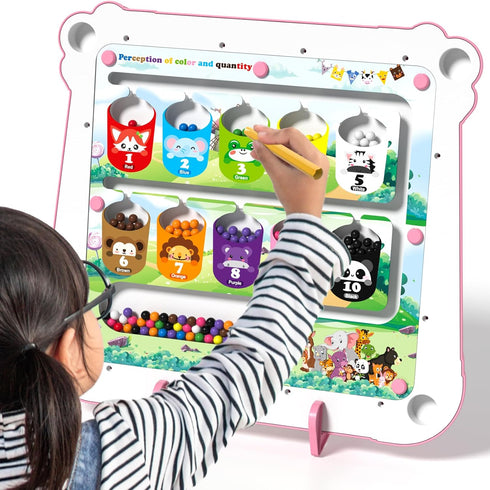 Ci Vetch 2-IN-1 3 4 5 6 7 8 Large Magnetic Drawing Board for Toddlers Kids, Magnetic Color and Number Maze, Magnetic