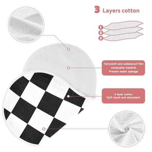 Emelivor 4 Pack Checkerboard Plaid Muslin Burp Cloths for Baby Super Soft Baby Burp Cloths Absorbent Baby Washcloths