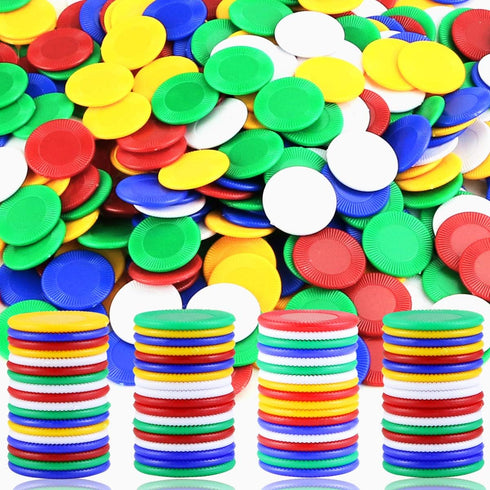 300 Plastic Poker Chips, Bulk Poker Game Chips for Math Counting, 5 Colors