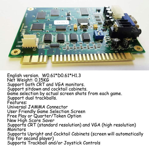KOOBOOK 1Pcs Multi Classic 19 in 1 Multicade Arcade Multigame Jamma PCB Board