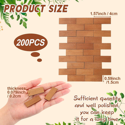 200 Pcs Miniature Dollhouse Flooring Mini Wooden Dollhouse Floor Boards 1 12 Scale Dollhouse Accessories Geometric Bamboo Doll House Furniture Wood Floor Board for Model Decor (Pale Brown)