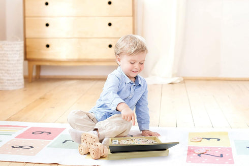 50 EDU100i2 Lexibook Bio Toys Word School, Bilingual Spanish/English, Wooden Game, Word Cards, Alphabet, Educational