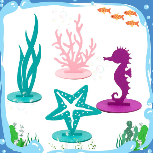 SUNBEAUTY 20Pcs Mermaid Party Decoration, DIY Felt Table Centerpiece, Under The Sea Baby Shower Little Mermaid Girl