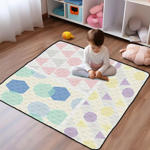 GuoChe 50'' 50'' Food Freshness Shapes Abstract Pattern Large Non-Slip Baby Activity Play Mat for Floor One-Piecing