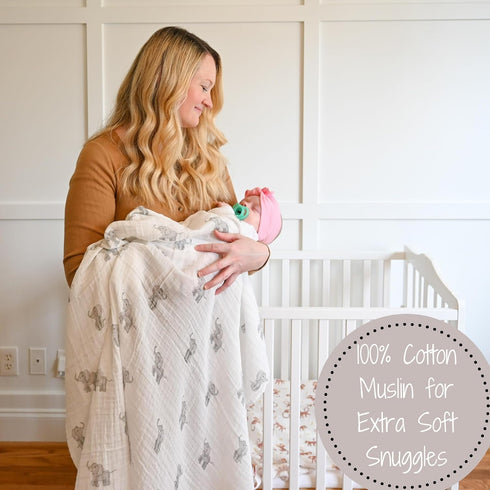 47 47 Inches 100% LollyBanks Muslin Swaddle Blankets, Large x Baby Blanket for Boys and Girls, Cotton Baby Swaddle