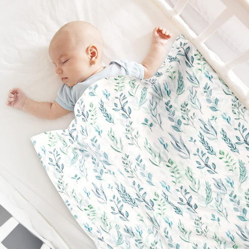 Baby Blanket Green Leaf, Soft Warm Plush Dot Security Blanket for Girl and Boy, Toddler Infant Crib Blanket Unisex