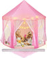 Princess Tent with Rug & LED Star Lights, Large Playhouse for Girls Kids, Indoor Outdoor Games, 140*135cm