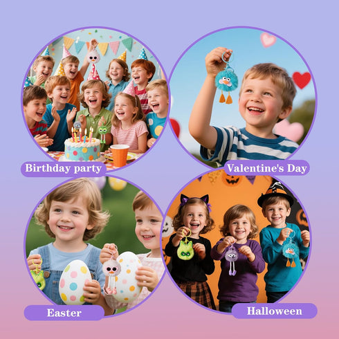 12 8-12 Backpack PCs Kids Keychains - Keychain Cute for Birthday Goodie Bags Stuffers Party Favors for Kids Fuzzy