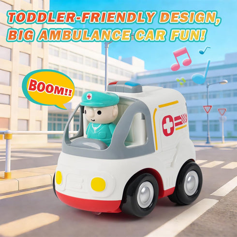 18+ 2 3 4 5 Remote Control Car for Kids - Cartoon RC Ambulance Toy for Toddlers Months, Ages Years Old, Birthday Gifts