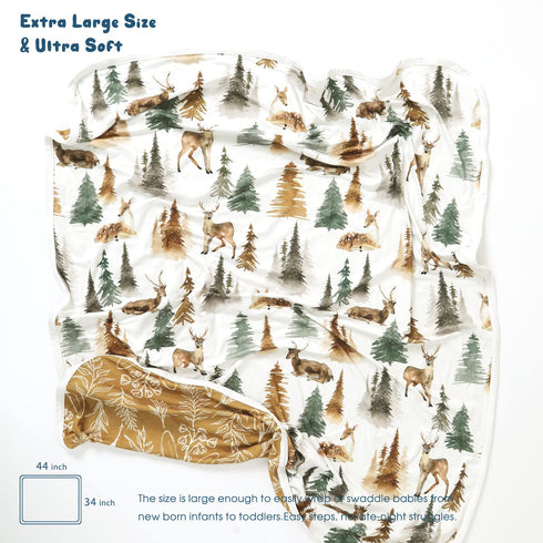 GRSSDER Baby Blankets Super Soft Stretchy Jersey Knit Swaddle Blanket for Baby Girls and Boys, Double Layer Receiving Blankets 34 x 44 Extra Large for Swaddling, Deer Pattern by GRSSDER