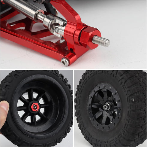 Hobbypark Aluminum 12mm Hex Wheel Hubs (4) & Flanged M4 Lock Nuts (4) for Traxxas 1/10 Slash 4x4 RC Car (Red)