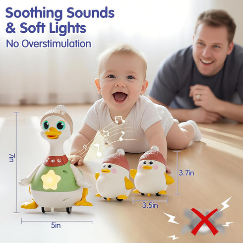 6-12 Set Tummy 1 HOLA Baby Toys Months Musical Dancing Duck Toy with Mama and Babys Time Toys, Crawling and Interaction