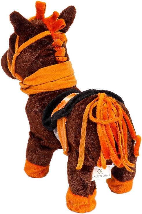 Smalody Plush Interactive Toy, Animated Walking Pony Electronic Pet Horse with Leash Pony Robot Plush Stuffed Animal
