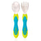 Nuby 2 Piece Stainless Steel Utensil Set, Blue/Green, 2 Count